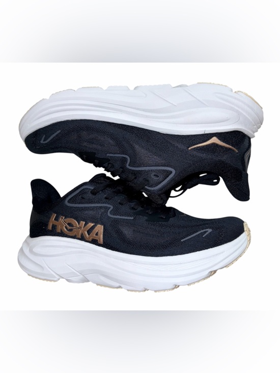 Hoka Clifton 10 Men’s Black Athletic Shoe with Rose Gold Logo Sz 9.5 main image 5